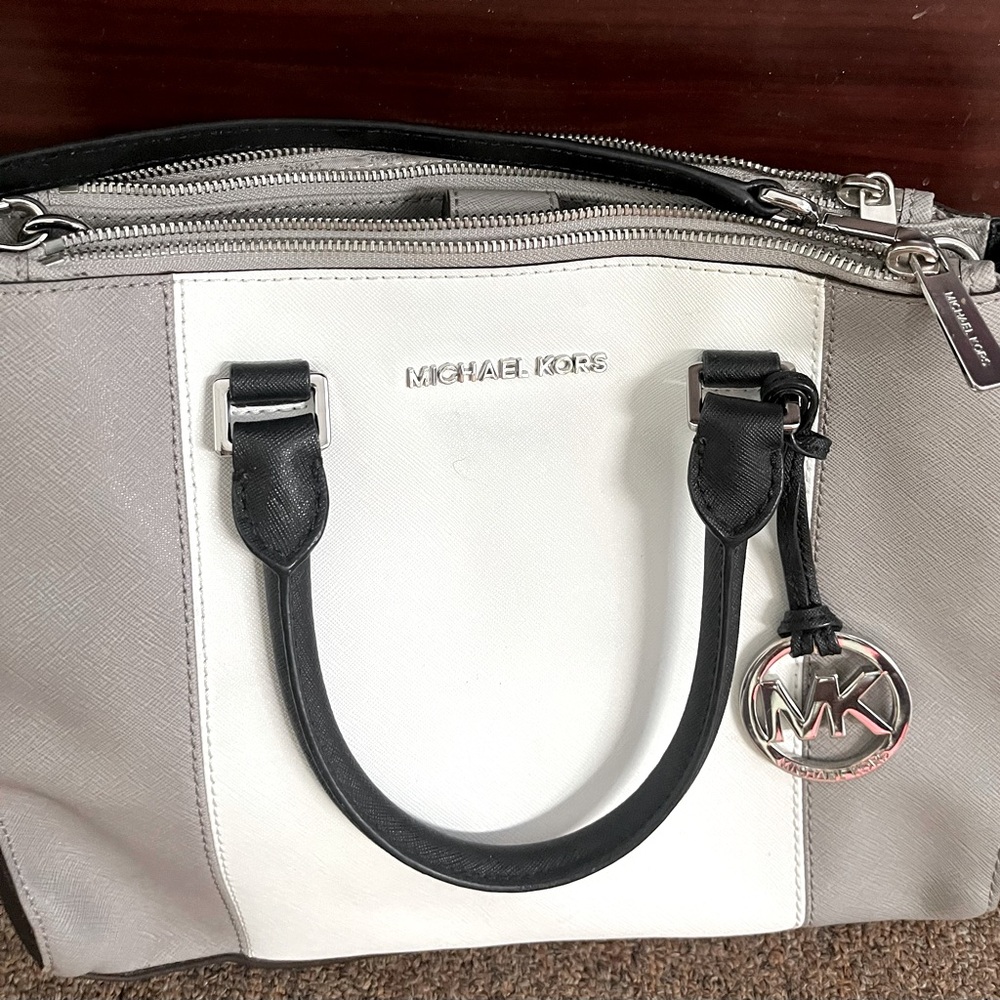 Michael Kors Black, White and Grey Satchel